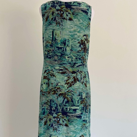 100% SILK MAXI DRESS SUMMER BEACHY VACATION PAINTED RESORTWEAR TROPICAL ABSTRACT - Picture 6 of 8